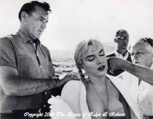 Arthur Miller, Marilyn Monroe, May Reis on the set of &#8220;The Misfits&#8221;, Marilyn Monroe&#8217;s last finished film. It was also Clark Gable&#8217;s last finished project before his death.
